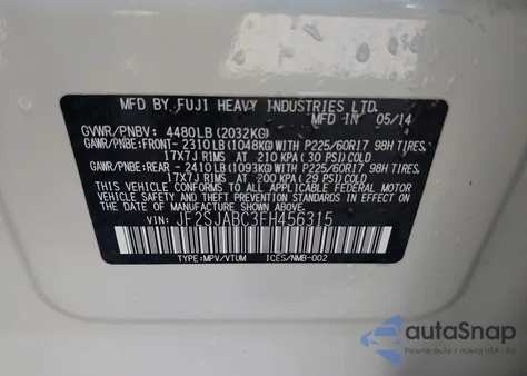 2015 Subaru Forester 2.5I из США, поврежденный, VIN JF2SJABC3FH456315